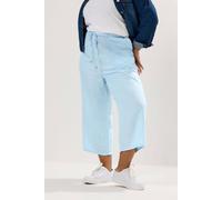 Yours Curve Wide Leg Linen Culottes - Women's - Plus Size Curve Light Blue
