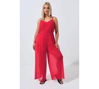 Yours Wide Leg Mesh Jumpsuit In Red Red 16