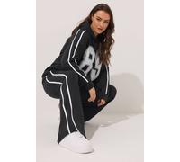Yours Wide Leg Side Stripe Joggers In Black Black 20