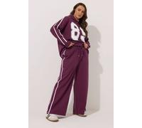 Yours Curve Red Side Stripe Wide Leg Joggers - Women's - Plus Size Curve