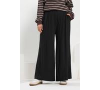 Yours Wide Leg Stretch Trousers In Black Black 34-36S