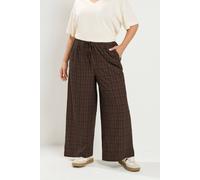 Yours Wide Leg Texture Trousers In Chocolate Chocolate