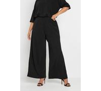 Yours Curve Metallic Stripe Wide Leg Trousers - Women's - Plus Size Curve Black
