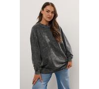 Yours Curve 2-In-1 Acid Wash Sweatshirt - Women's - Plus Size Curve Grey