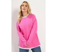 Yours Women's 2-In-1 Crew Neck Sweatshirt in Bright Pink | Size: 14