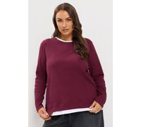 Yours Curve Wine Red & White 2-in-1 Ribbed Top - Women's - Plus Size Curve