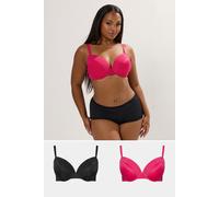 Yours Women's 2 Pack Burnout T-Shirt Bras in Pink | Size: 42F Yours Pink 42F