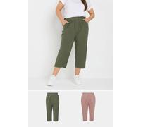 Yours Women's 2 Pack Cool Cotton Cropped Trousers | Size: 18 Yours Multicolor 18