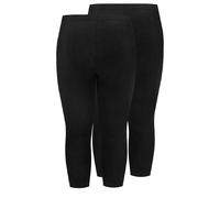 Yours for Good Curve 2-Pack Plus Size Cotton Soft Stretch Cropped High Waisted Leggings - Women's Yoga Workout Gym Black 32