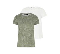 Yours Women's 2 PACK Curve Tile T-Shirts in White | Size: 26/28
