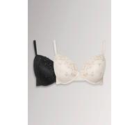Yours 2 Pack Floral Lace Embroidered Padded Bras In Black Black