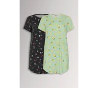 Yours Women's 2 Pack Fruit Dipped Back Nightdresses | Size: 26-28 Yours Multicolor 26-28
