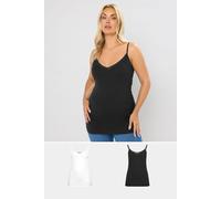 Yours 2 Pack Curve & White Lace Cami Tops - Women's - Plus Size Curve
