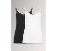 Yours Women's 2 Pack Lace Cami Tops in Black | Size: 38/40