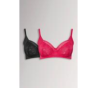 Yours Women's 2 Pack Lace Mesh Underwired Bras in Pink | Size: 42F
