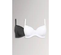 2 Pack Lace Trim T-Shirt Bras Yours Black 40G