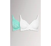 Yours Women's 2 Pack Lace Underwired Mesh Bras in Blue | Size: 40C