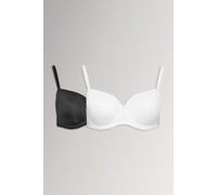 Yours Women's 2 Pack Moulded T-Shirt Bras in Black | Size: 44DD