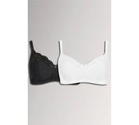 Yours 2 Pack & White Non-Padded Non-Wired Full Cup Bras - Women's - Plus Size Curve
