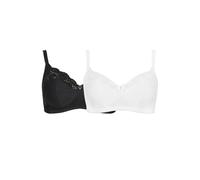 Yours 2 Pack Curve & White Non-Padded Non-Wired Full Cup Bras - Women's - Plus Size Curve