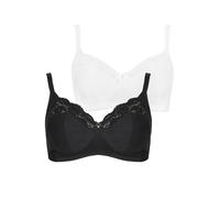 Yours 2 Pack Curve & White Non-Padded Non-Wired Full Cup Bras - Women's - Plus Size Curve