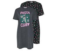 Yours Women's 2 Pack 'Pasta Club' Sleep Tee Nightdresses | Size: 26-28 Yours Multicolor 26-28