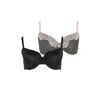 Yours Women's 2 Pack Underwired Padded Bra in Black | Size: 38G