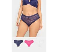Yours Curve 3 Pack Blue & Pink Leopard Print Brazilian Briefs - Women's - Plus Size Curve