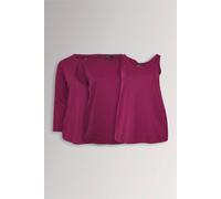Yours Women's 3 Pack Core T-Shirt Essentials Set in Dark Pink | Size: 22/24