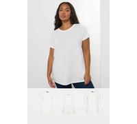 Yours Women's 3 Pack Core T-Shirt Essentials Set in White | Size: 34-36 Yours White 34-36