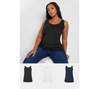 Yours 3 Pack Curve Navy & Black Core Vest Tops - Women's - Plus Size Curve