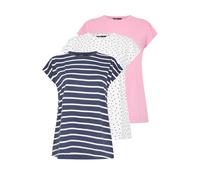 Yours 3 Pack Curve Pink & White Grown On Sleeve T-Shirts - Women's - Plus Size Curve