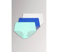 Yours Women's 3 Pack Lace Back High Waisted Knickers in Blue | Size: 38/40
