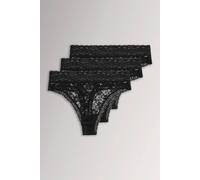 Yours Women's 3 Pack Lace High Waisted Thongs in Black | Size: 14/16