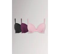 Yours Women's 3 Pack Lace Trim Padded T-Shirt Bras in Purple | Size: 44E