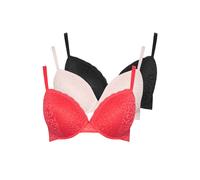 Yours Women's 3 Pack Leopard Padded Bras in Black | Size: 44D
