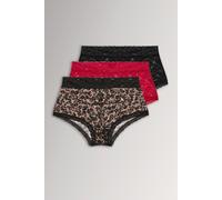 Yours Women's 3 Pack Printed Lace Mid Rise Shorts in Red | Size: 38-40 Yours Red 38-40