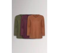 Yours 3 Pack Curve & Khaki Green Long Sleeve V-Neck T-Shirts - Women's - Plus Size Curve