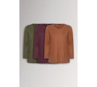 Yours 3 Pack Curve & Khaki Green Long Sleeve V-Neck T-Shirts - Women's - Plus Size Curve