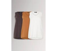 Yourset 3 Pack Curve Chocolate & Rust Orange/Off White V-Neck Vest Tops - Women's - Plus Size Curve
