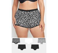 Yours Women's 5 Pack Animal Print Shorts in Black | Size: 30-32 Yours Black 30-32