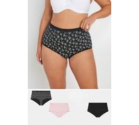 Yours Women's 5 Pack Bow Print Full Briefs in Black | Size: 26-28 Yours Black 26-28