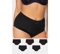 Yours 5 Pack Curve Cotton High Waisted Maxi Full Brief Knickers - Women's - Plus Size Curve Black 34-36