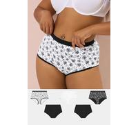 Yours 5 Pack Curve Black & Floral Print Full Briefs - Women's - Plus Size Curve
