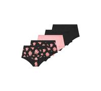 Yours Women's 5 Pack Floral Print Full Briefs in Black | Size: 22/24