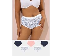 Yours 5 Pack Curve Navy Floral Print Full Briefs - Women's - Plus Size Curve