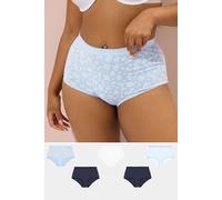 Yours 5 Pack Curve Blue Floral Print Full Briefs - Women's - Plus Size Curve