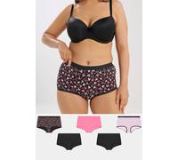 Yours 5 Pack Curve Heart Print Shorts - Women's - Plus Size Curve Black