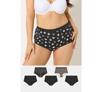 Yours Women's 5 Pack High Waisted Full Briefs in Black | Size: 26-28 Yours Black 26-28