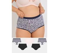 Yours 5 Pack Curve Blue Leopard Print Full Briefs - Women's - Plus Size Curve